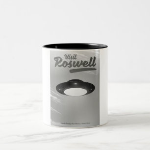 Visit Roswell UFO vintage poster Two-Tone Coffee Mug