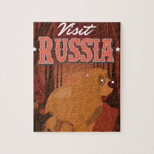 Visit russia Vintage travel poster cartoon Jigsaw Puzzle