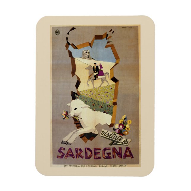 Visit Sardinia vintage Italian travel ad Magnet (Vertical)