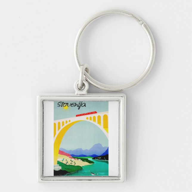 Visit Slovenia Green, Boutique, Diverse Key Ring (Front)
