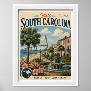 Visit South Carolina Travel Vintage Poster