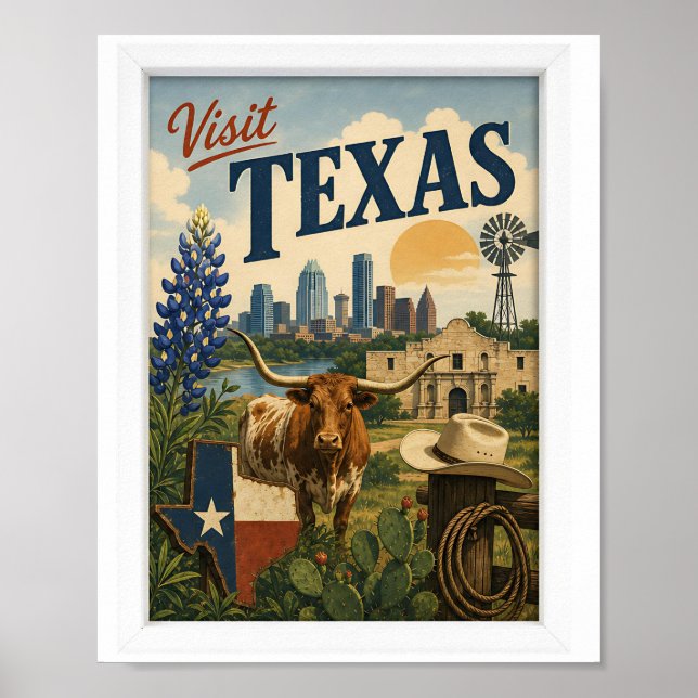 Visit Texas Travel Vintage Poster (Front)