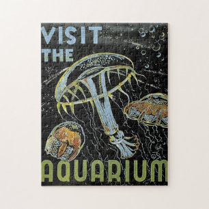 Visit the Aquarium - WPA Poster Jellies, Jellyfish Jigsaw Puzzle