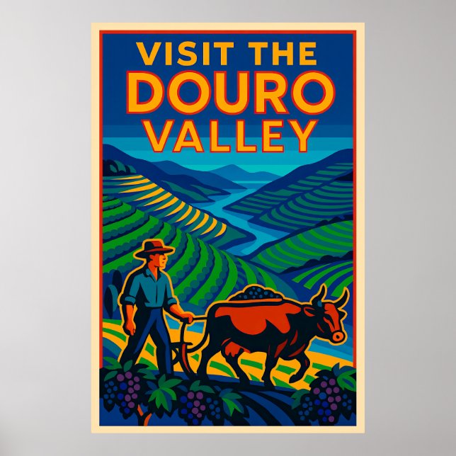 Visit the Douro Valley Art Deco Travel Poster (Front)