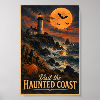 Visit the Haunted Coast Halloween 4x6 Poster