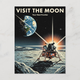 Visit the Moon Travel Postcard