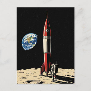 Visit the Moon Travel Postcard