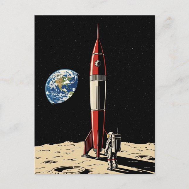 Visit the Moon Travel Postcard (Front)