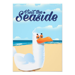Visit the Seaside Seagull travel poster