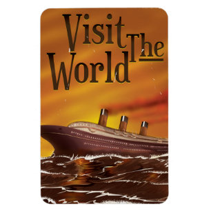 visit the world vintage cruise liner poster magnet