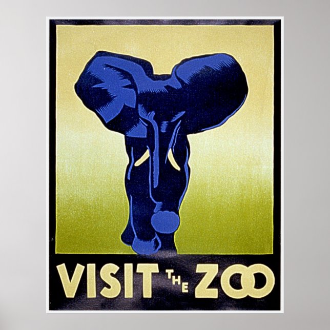 Visit the Zoo - Elephant - Vintage WPA Poster (Front)