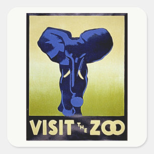 Visit the Zoo - Elephant - Vintage WPA Poster Square Sticker
