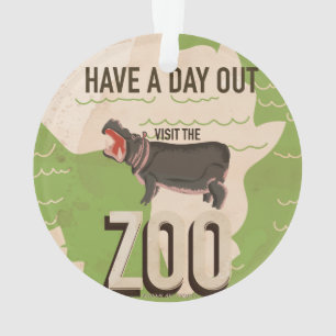 Visit The Zoo Vintage Travel Poster. Ornament