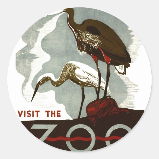 Visit the Zoo - WPA Poster - Classic Round Sticker (Front)