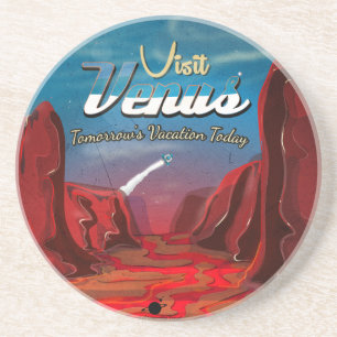 Visit Venus Vintage Poster Coaster