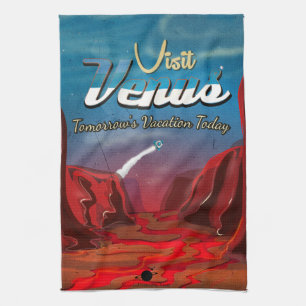 Visit Venus Vintage Poster Tea Towel