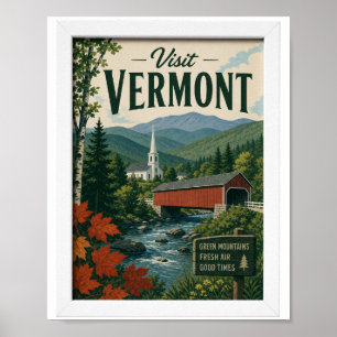 Visit Vermont Travel Vintage Poster