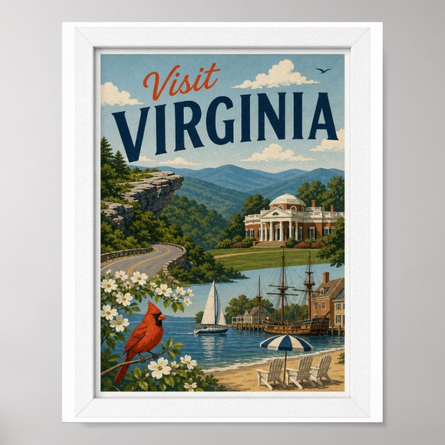 Visit Virginia Travel Vintage Poster (Front)