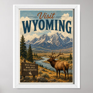 Visit Wyoming Travel Vintage Poster