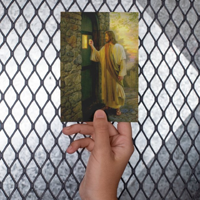 Visitation at Dawn Jesus Knocking on a Rustic Door Card (Creator Uploaded)