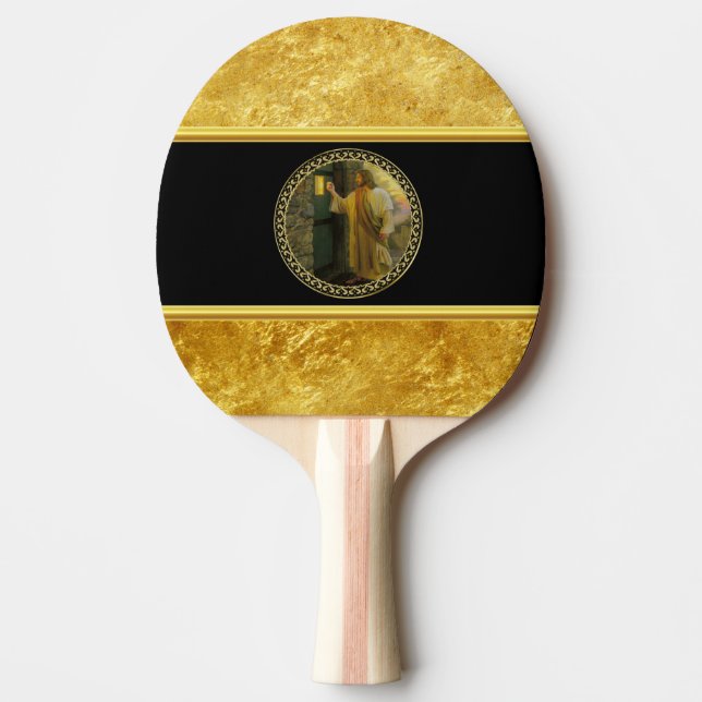 Visitation at Dawn Jesus Knocking on a Rustic Door Ping Pong Paddle (Front)