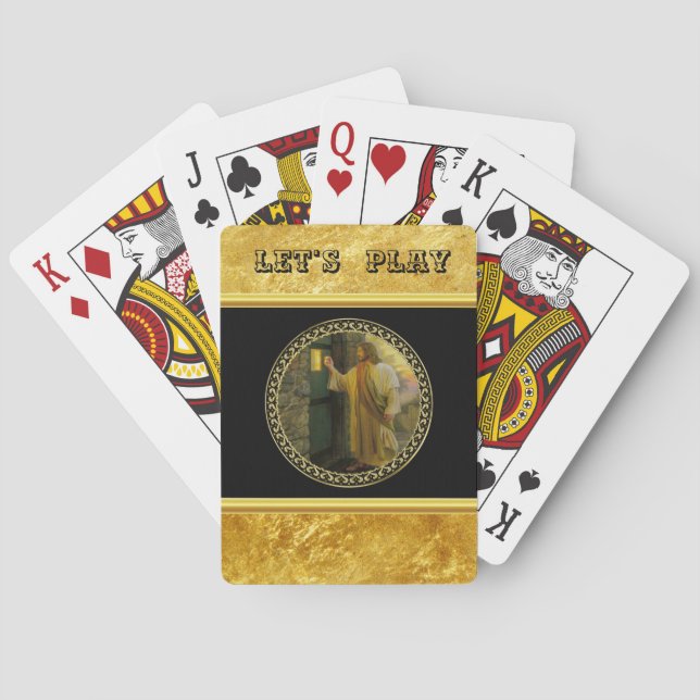 Visitation at Dawn Jesus Knocking on a Rustic Door Playing Cards (Back)