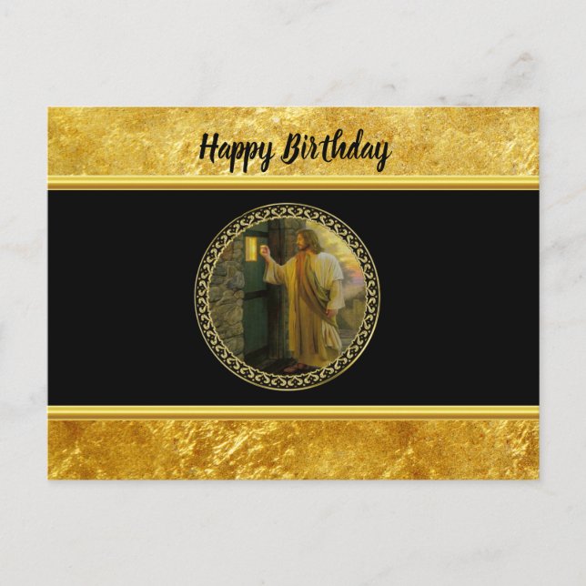 Visitation at Dawn Jesus Knocking on a Rustic Door Postcard (Front)