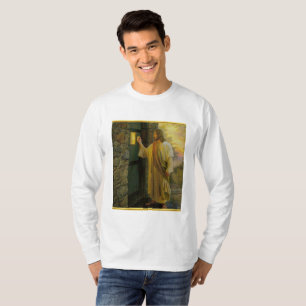 Visitation at Dawn Jesus Knocking on a Rustic Door T-Shirt