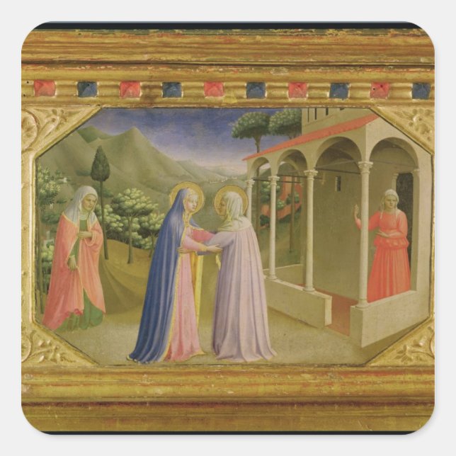 Visitation, from predella Annunciation Square Sticker (Front)