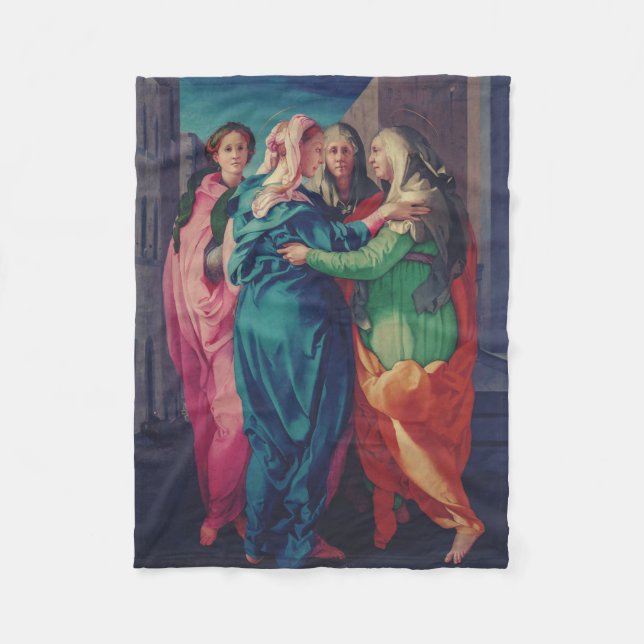 Visitation of Virgin by Pontormo  Fleece Blanket (Front)