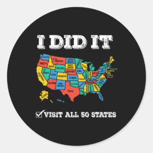 Visited All 50 States Classic Round Sticker