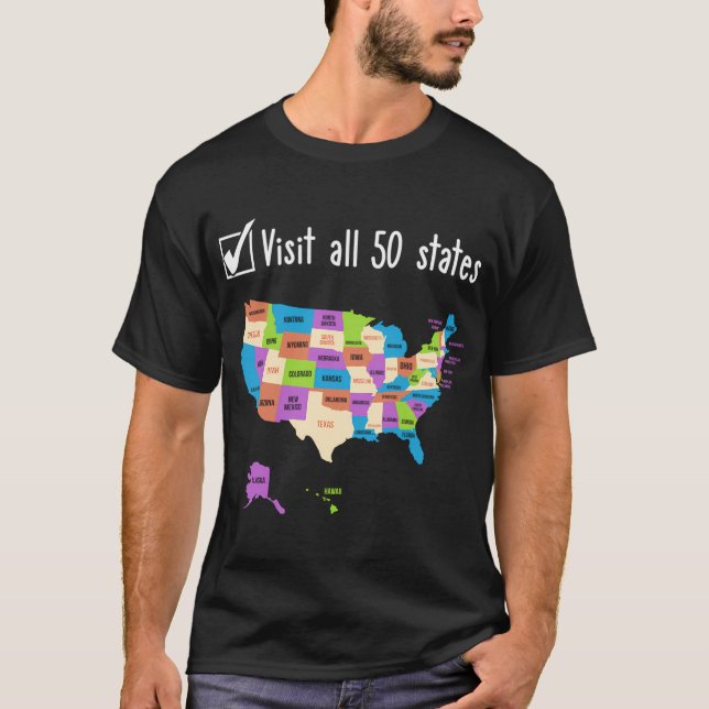Visited All 50 States Usa Map Travel T-Shirt (Front)