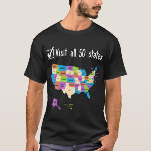 Visited All 50 States Usa Map Travel T-Shirt