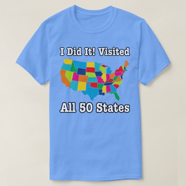 Visited All 50 States USA States T-Shirt (Design Front)