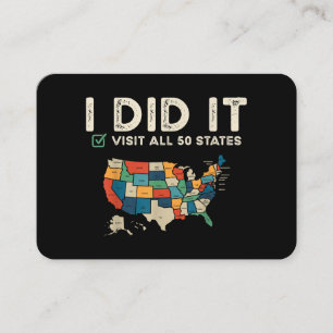 Visited All 50 US States - USA Map Travel - Visit Business Card