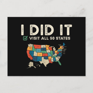 Visited All 50 US States - USA Map Travel - Visit  Holiday Postcard