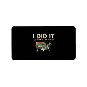 Visited All 50 US States - USA Map Travel - Visit Label