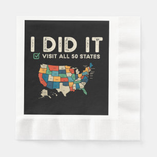 Visited All 50 US States - USA Map Travel - Visit  Napkin