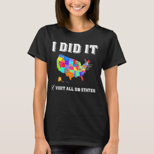 Visited All 50 US States - USA Map Travel - Visit T-Shirt