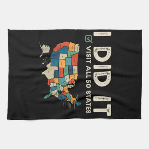 Visited All 50 US States - USA Map Travel - Visit Tea Towel