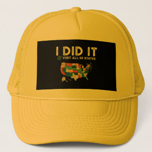 Visited All 50 US States - USA Map Travel - Visit Trucker Hat
