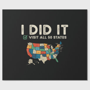 Visited All 50 US States - USA Map Travel - Visit  Wrapping Paper