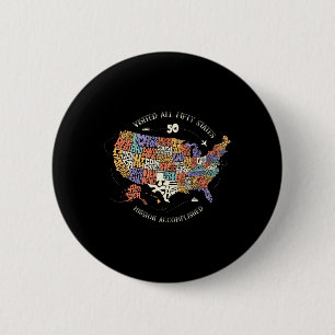 Visited All Fifty States Usa All 50 States Map 6 Cm Round Badge