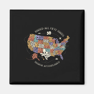 Visited All Fifty States Usa All 50 States Map Magnet