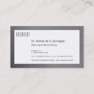 Visitenkarte Silber für Notar Business Card