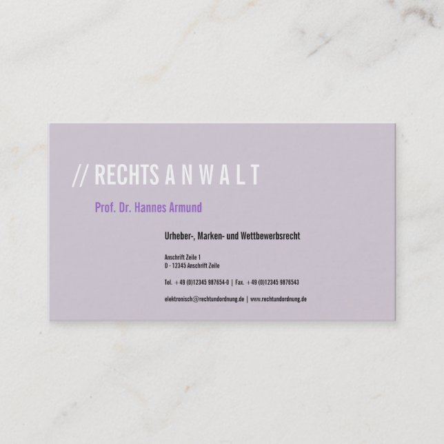 Visitenkarten Frischer Luxus Business Card (Front)