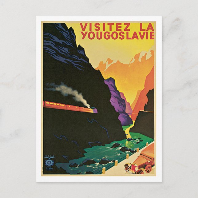 Visitez La Yougoslavie  Vintage Travel Poster Art Postcard (Front)