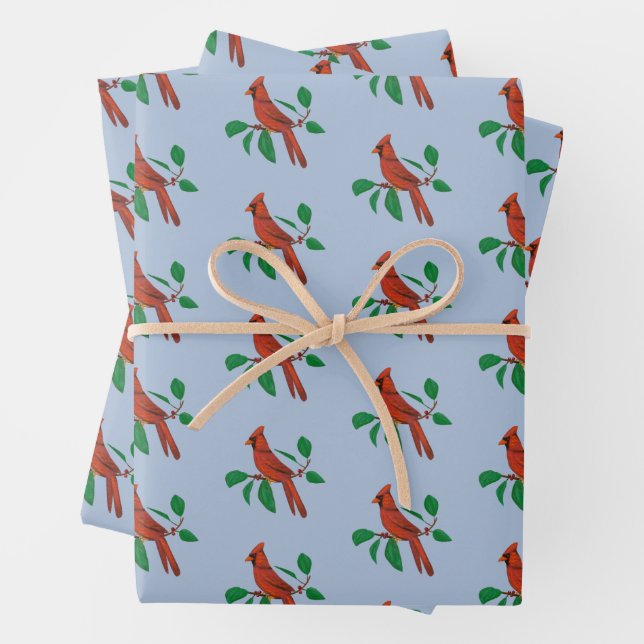 Visiting Cardinals Remembrance In Memory Print Wrapping Paper Sheet (In situ)