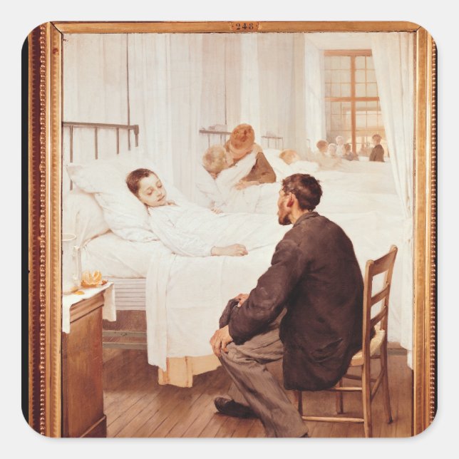 Visiting Day at the Hospital, 1889 Square Sticker (Front)