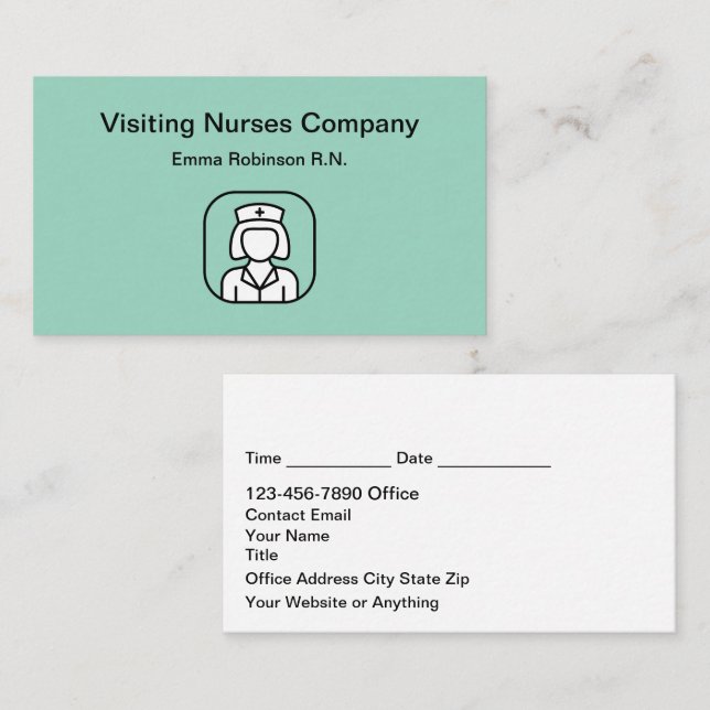 Visiting R.N. Nurse Appointment Cards (Front/Back)